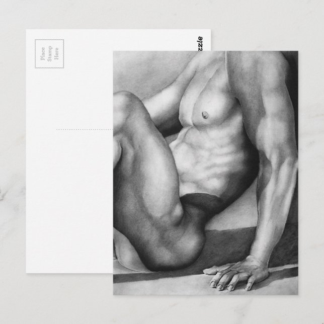 Postcard Masculine Art Male-nude Bodybuilding der  Vykort (Fram/baksida)