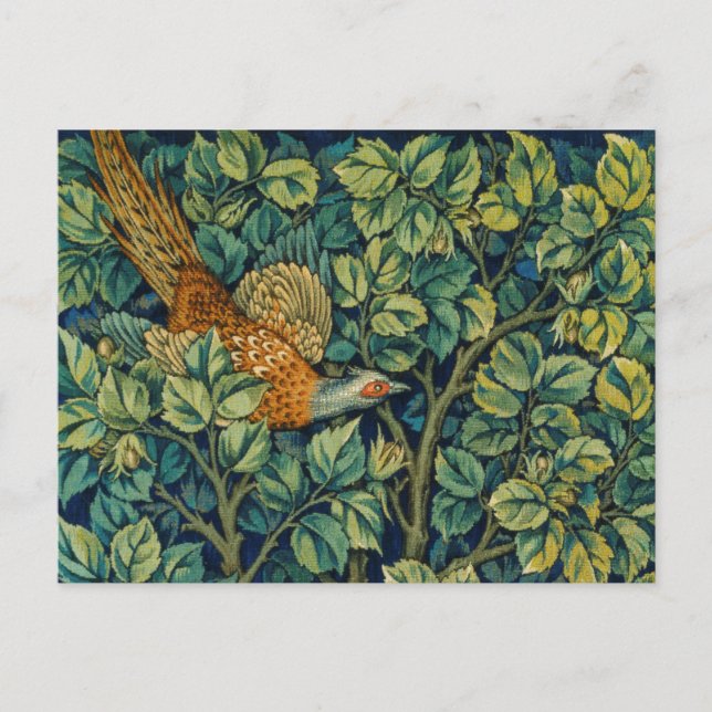 POSTCARD MED WILLIAM MORRIS "PHEASANT" DESIGN VYKORT (Framsida)