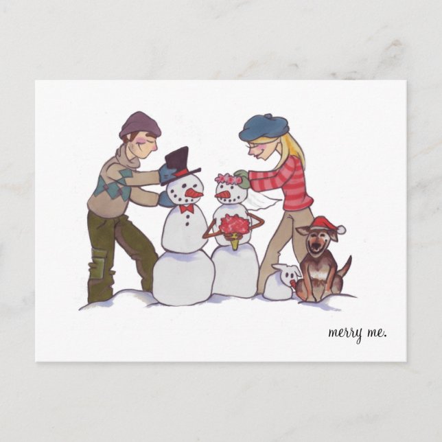POSTCARD Newlyweds "Merry Me" Helg Vykort (Framsida)