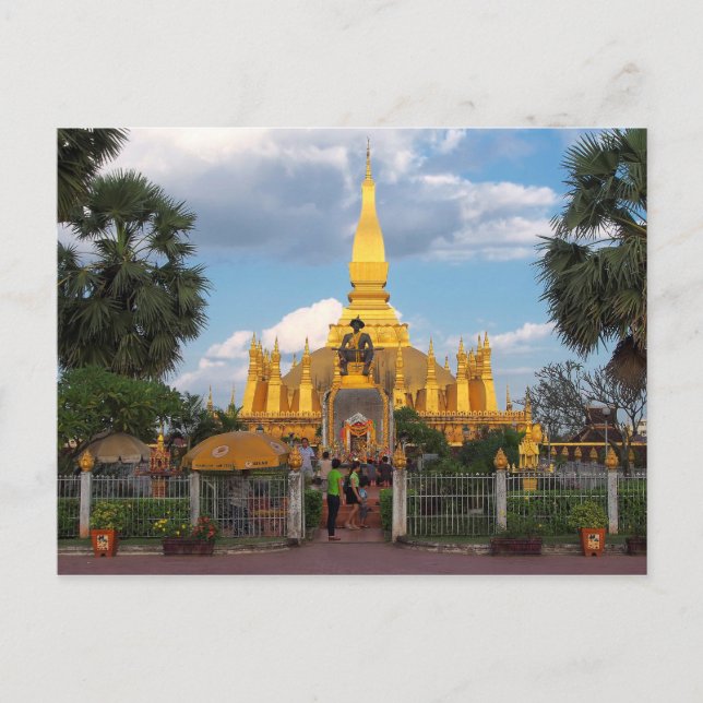 Postcard Pha Than Luang stupa Vientiane Laos Vykort (Framsida)