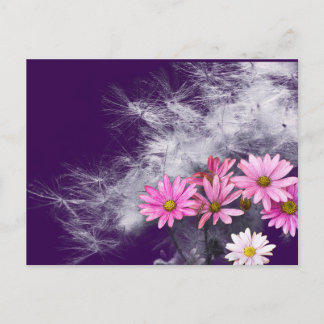 Postcard Postkarte Blumen und Distelsamen Vykort