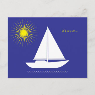 Postcard Postkarte Sommertag auf dem See im Boot Vykort