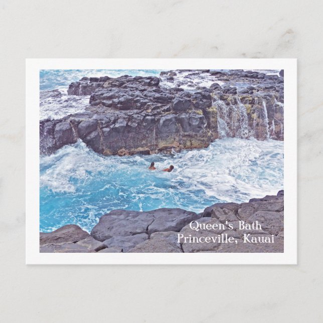 POSTCARD, QUEENS BATH/PRINCEVILLE, KAUAI, HAWAII VYKORT (Framsida)