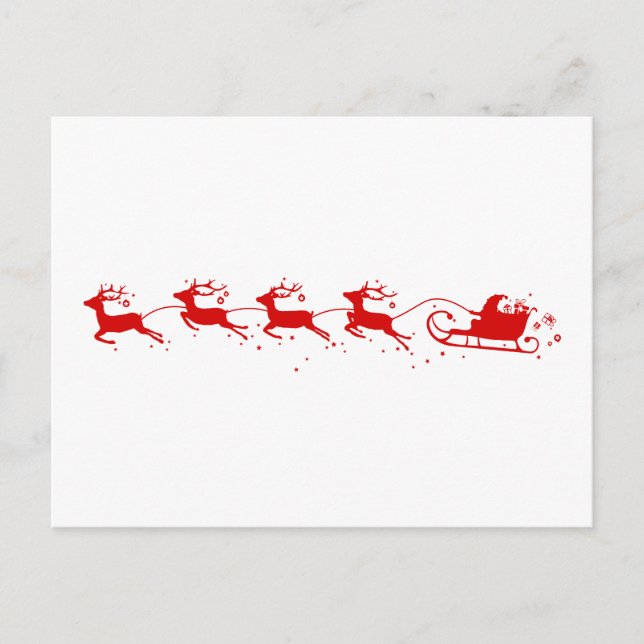 Postcard Reindeers and Santa Claus Helg Vykort (Framsida)