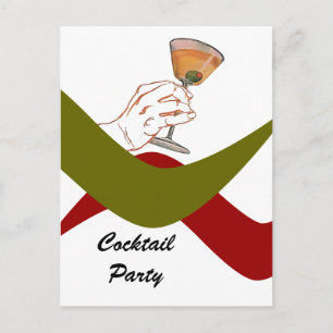 Postcard Retro HouseuppvärmCocktail Party Martini Inbjudan Vykort