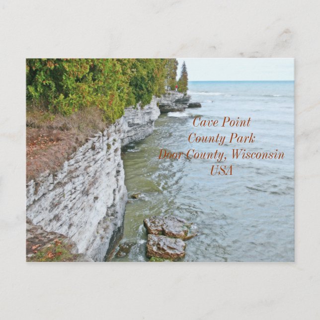 POSTCARD RUGGAD &BEAUTIFUL CAVE POINT COUNTY PARK VYKORT (Framsida)