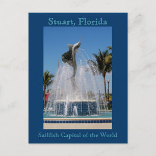 Postcard Sailfish Vatten Fontän Stuart, Florida Vykort