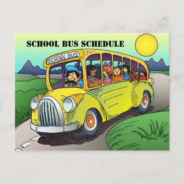POSTCARD SCHOOL BUSS ROUTE SCHEDULE PARENT REMINEN VYKORT (Framsida)