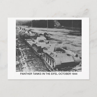 POSTCARD SHOWING PANTHER TANKS IN EIFEL VYKORT