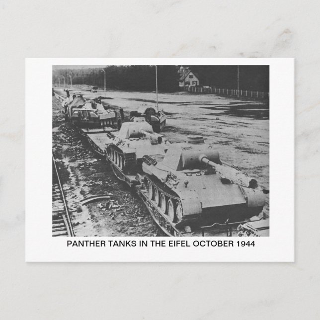 POSTCARD SHOWING PANTHER TANKS IN EIFEL VYKORT (Framsida)