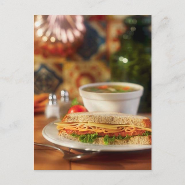 POSTCARD SOPPA OCH SANDWICH LUNCH VYKORT (Framsida)