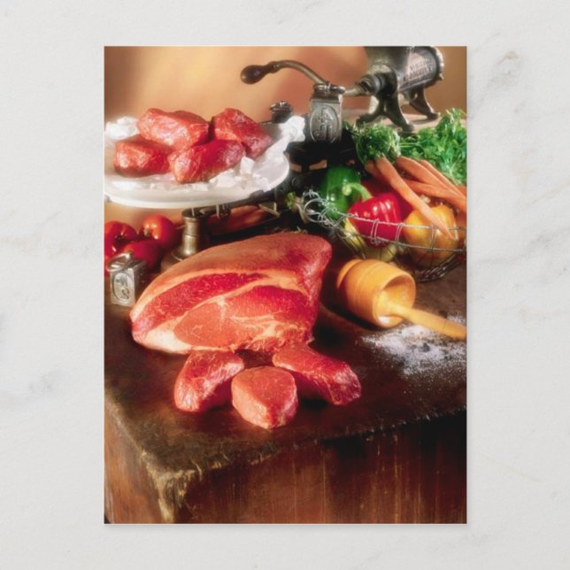 POSTCARD STEAK DINNER INGREDIENSER VYKORT (Framsida)