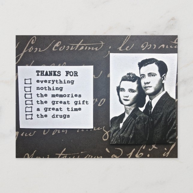 POSTCARD-TAANK-you NOTE FITS ANY TILLFÄLLE Vykort (Framsida)