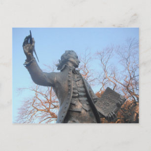 Postcard Thomas Paine Statue Holding Högers of Man Vykort
