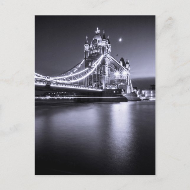Postcard Torn Bridge på natten, London, Storbritan Vykort (Framsida)