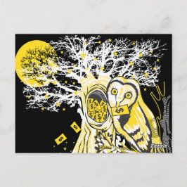 Postcard – Urban Tree Owl & Wealth Surreal Pop-Art Vykort