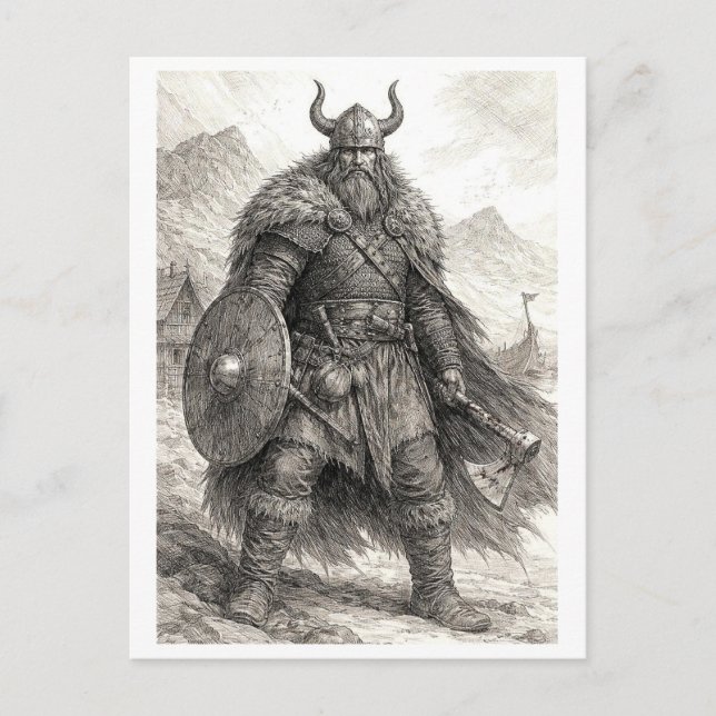 Postcard. Viking warrior Vykort (Framsida)