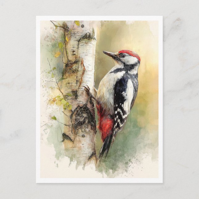 Postcard. Woodpecker Vykort (Framsida)