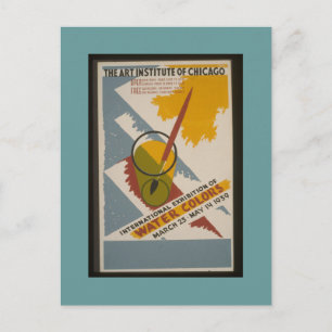 Postcard-WPA Chicago-AIC Watercolor Exhibit Vykort