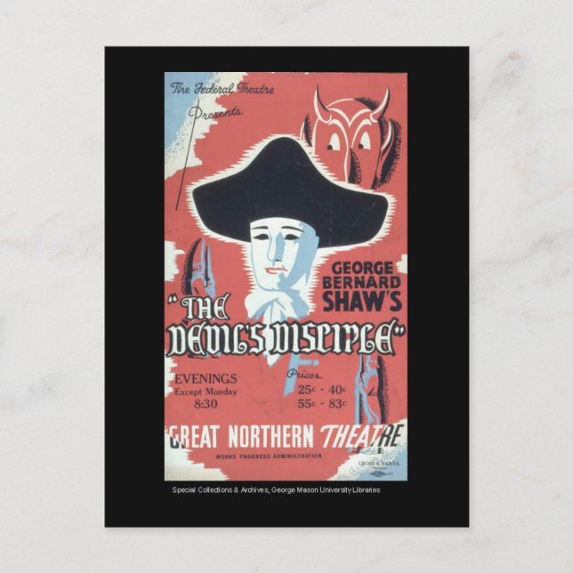 Postcard-WPA Chicago-Djävulen Disciple Vykort (Framsida)