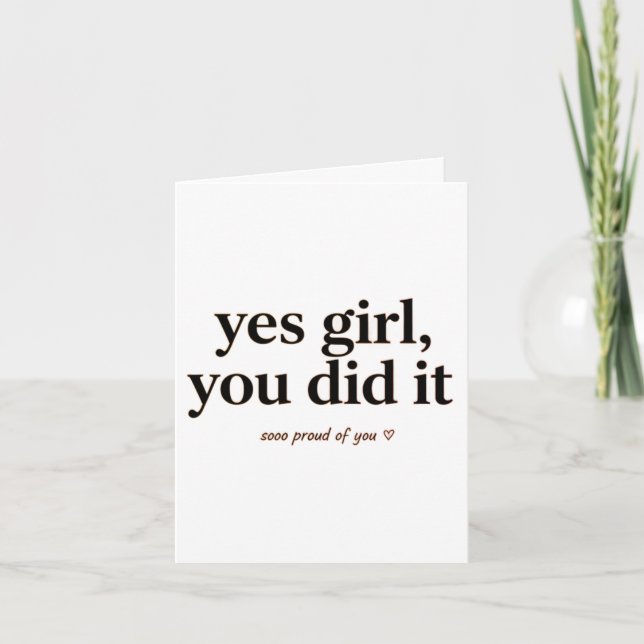 Postcard yes Girl you did it, gift card graduation Kort (Framsida)