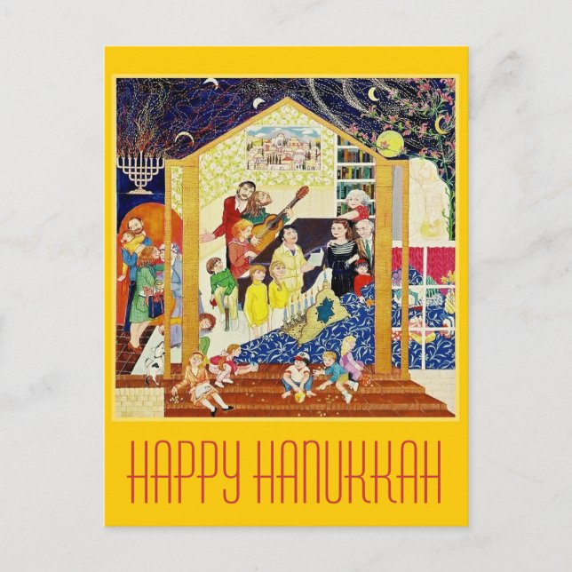 PostcardART. LYCKLIGA HANUKKAH Helg Vykort (Framsida)