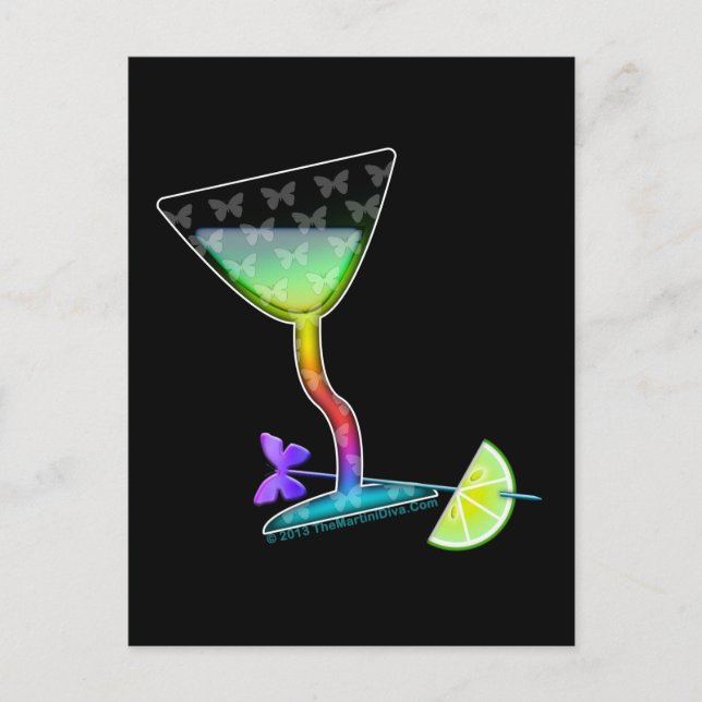 POSTCARDS - BUTTERFLY MARTINI VYKORT (Framsida)
