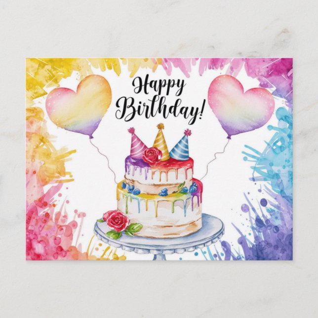 Postcards Happy Birthday Gateau Vykort (Framsida)