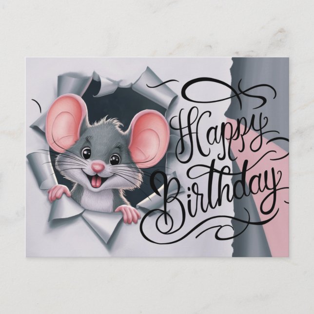 Postcards Happy Birthday Souris 02 Vykort (Framsida)