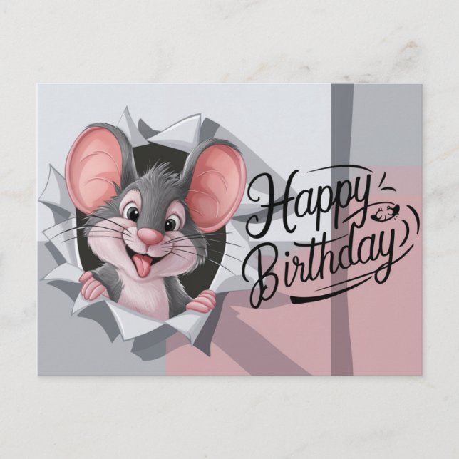 Postcards Happy Birthday Souris 04 Vykort (Framsida)