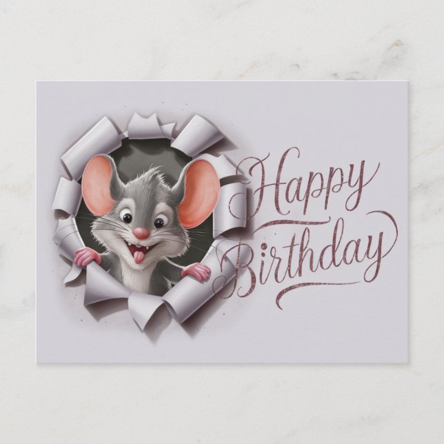 Postcards Happy Birthday Souris 05 Vykort (Framsida)