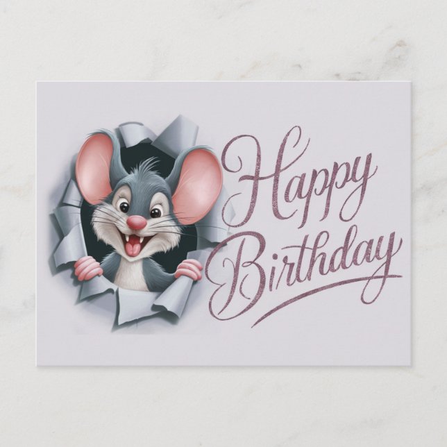 Postcards Happy Birthday Souris 06 Vykort (Framsida)