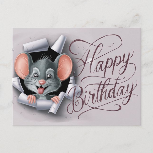 Postcards Happy Birthday Souris 08 Vykort (Framsida)