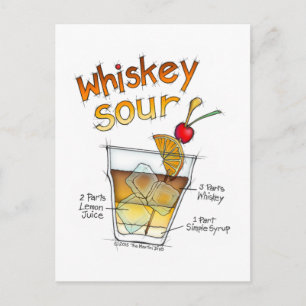 POSTCARDS - WHISKEY SOUR RECIPE COCKTAIL ART VYKORT