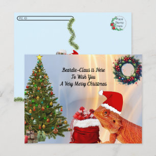 Postcross - Beardie-Claus - Bearded Dragon Vykort