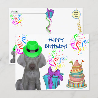 Postcross - Brooklyn the Weimaraner's Birthday Helg Vykort