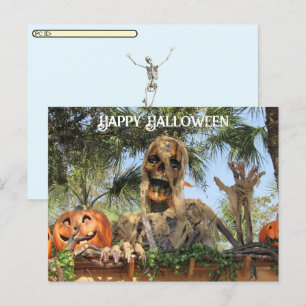 Postcross - Halloween Skeleton och Pumpkin Helg Vykort