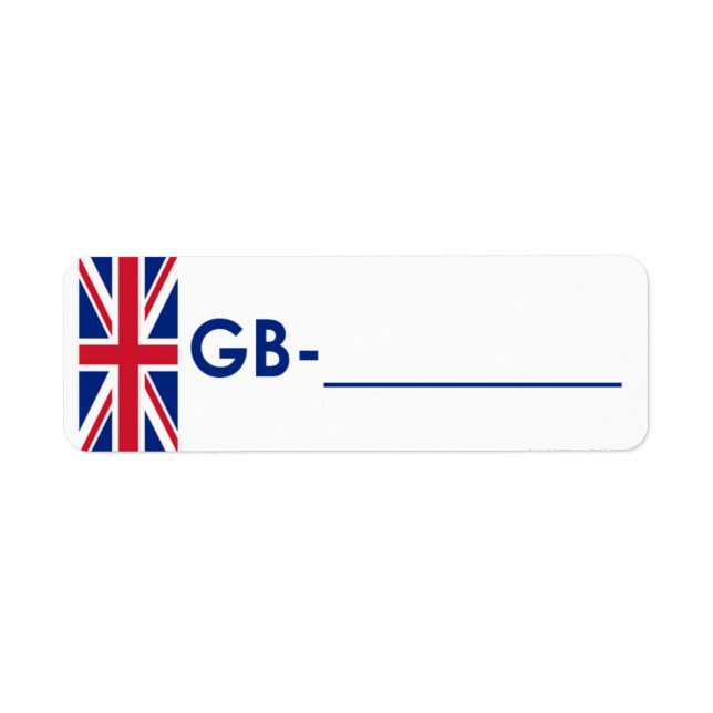 Postcross-ID-etikett Förenade kungariket "Flagga S Returadress Etikett (Framsidan)