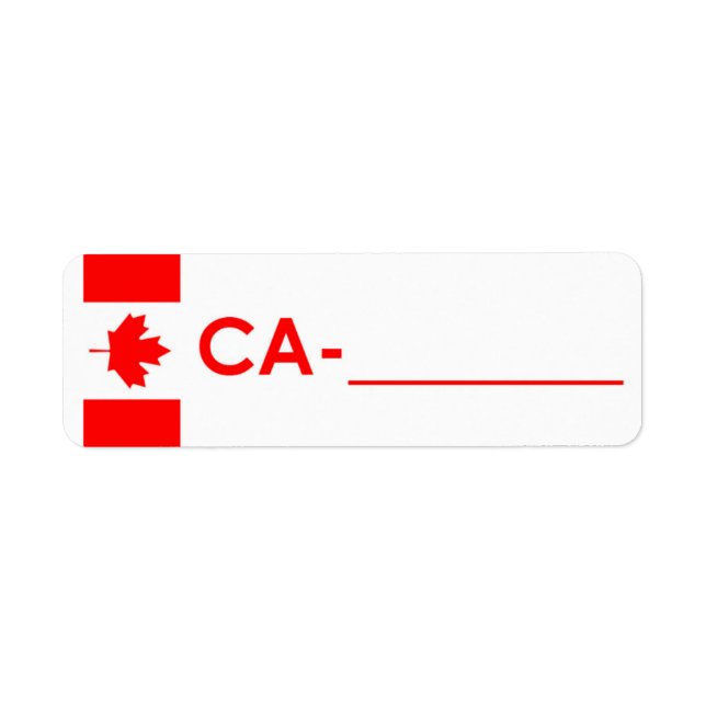 Postcross-ID-etikett Kanada "Flagga Stil" Returadress Etikett (Framsidan)