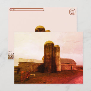 Postcross-Old Barn: Red Måne Mourning Postcard Helg Vykort