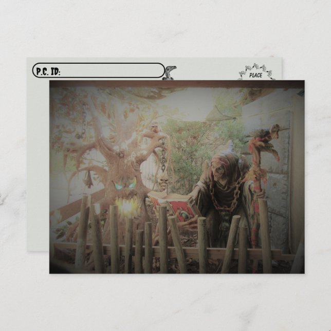 Postcross - Spooky Witch Halloween-vykort Vykort (Fram/baksida)