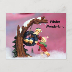Postcross - Winter Wonderland Kids Träd Swing Vykort