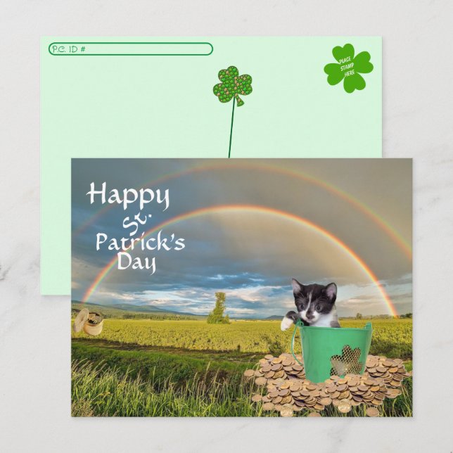 Postcrossing - Foxi Moxi Cats St. Patrick's Day Vykort (Fram/baksida)