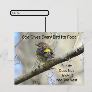 Postcrossing Gud ger varje fågel dess föda Citat Vykort