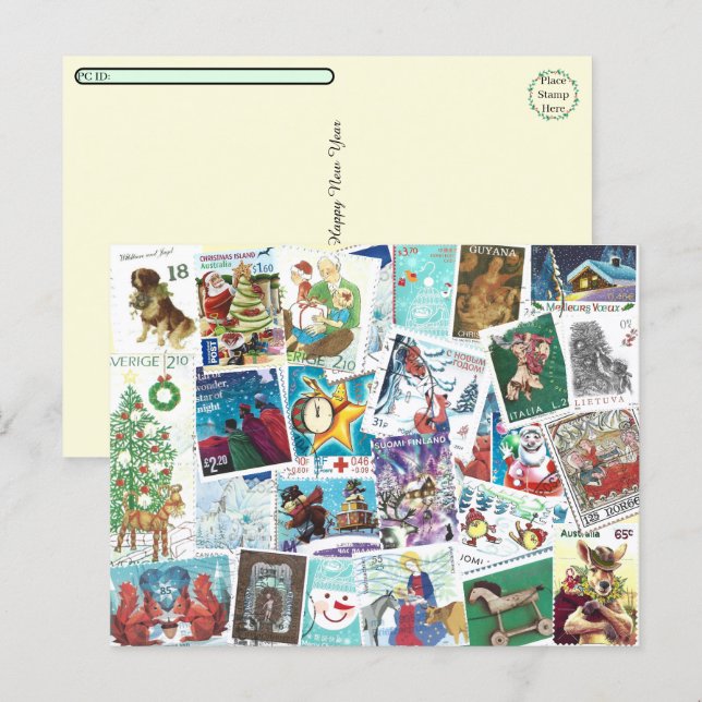 Postcrossing -Internationella julfrimärken Helg Vykort (Fram/baksida)