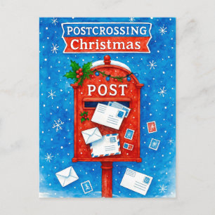 Postcrossing jul akvarell brevlåda vykort