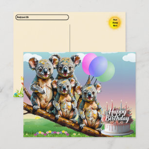 Postcrossing - Koala Familj Födelsedagskort Vykort