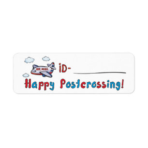Postcrossing legitimationetikett - luft returadress etikett