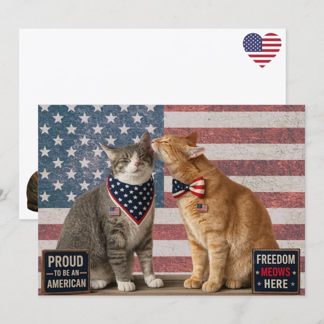 Postcrossing - USA Patriot Cats Flat Card Tack Kort (Fram/baksida)