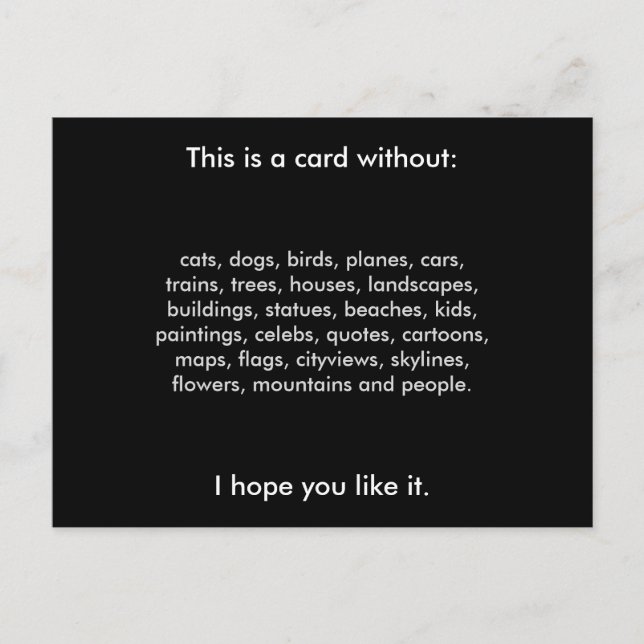 Postcrossing utan någonting av det vanliga vykort (Framsida)